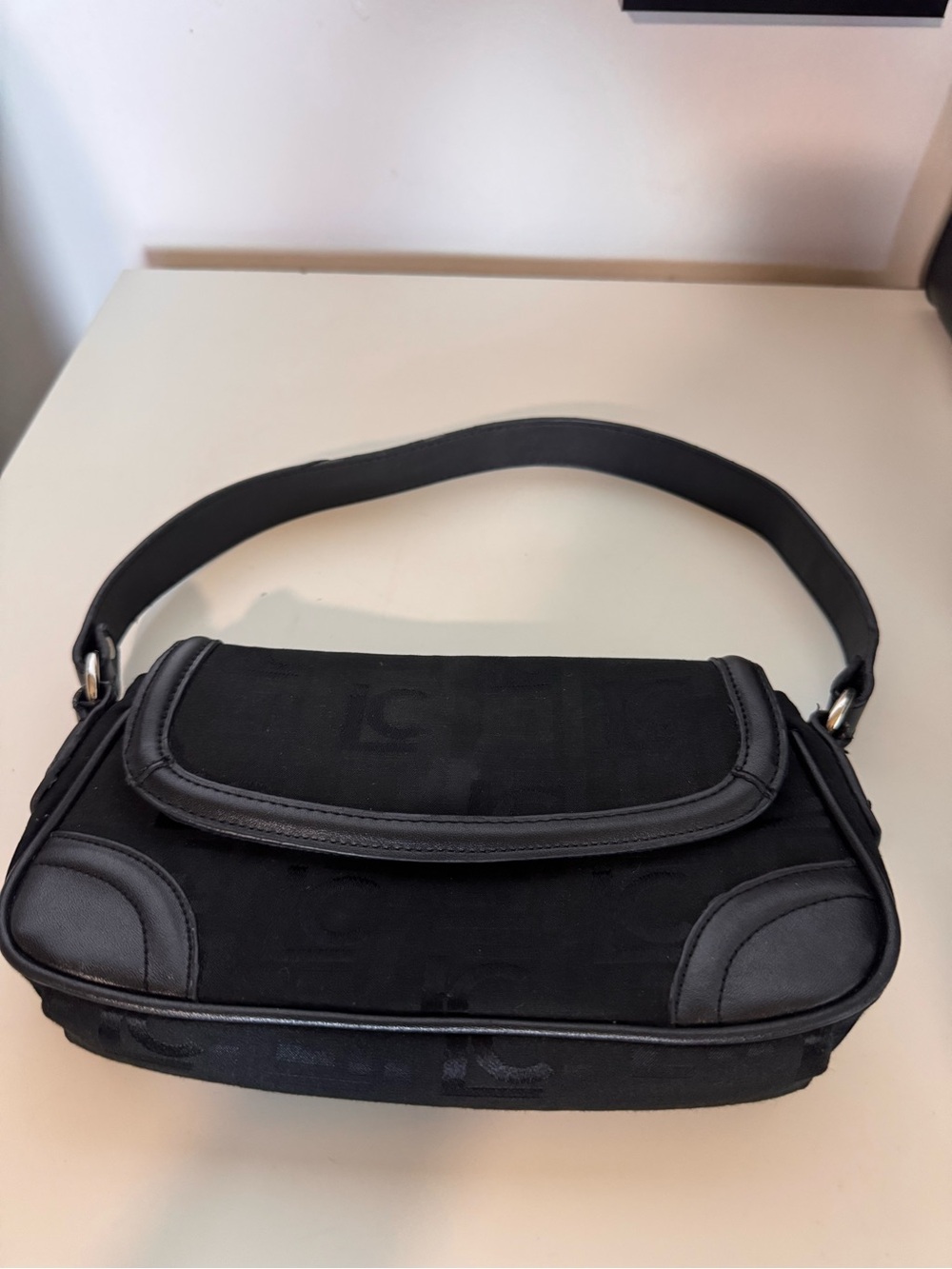 Black bag with letter print detail